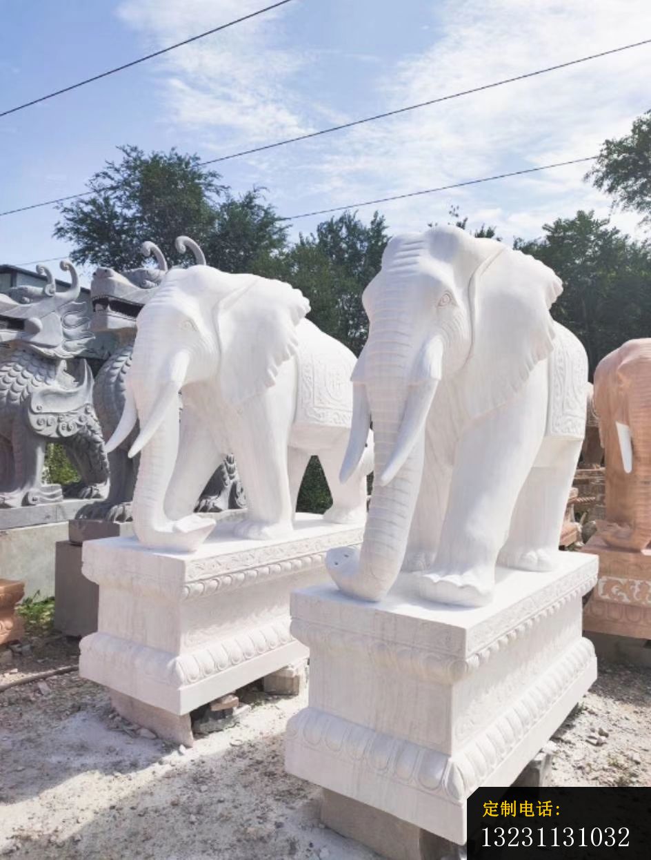 汉白玉大象雕塑 石雕动物_944*1246