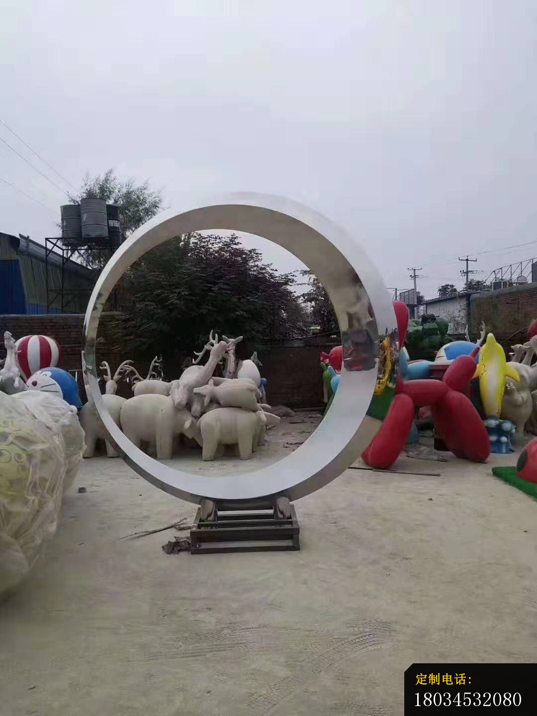 不锈钢镜面圆环雕塑广场景观雕塑户外摆件_1080*1440