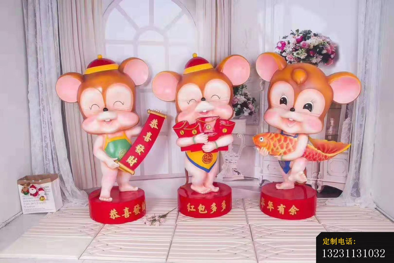 玻璃钢卡通小老鼠雕塑卡通吉祥物 (15)_1350*900