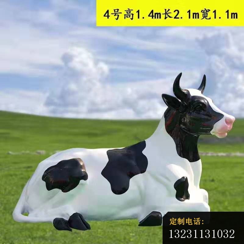 玻璃钢彩绘黑白花奶牛雕塑园林景观动物雕塑 (1)_800*800