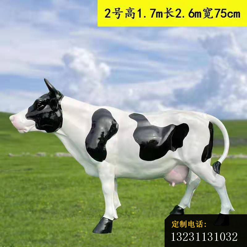 玻璃钢彩绘黑白花奶牛雕塑园林景观动物雕塑 (5)_800*800