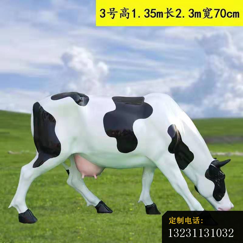 玻璃钢彩绘黑白花奶牛雕塑园林景观动物雕塑 (6)_800*800