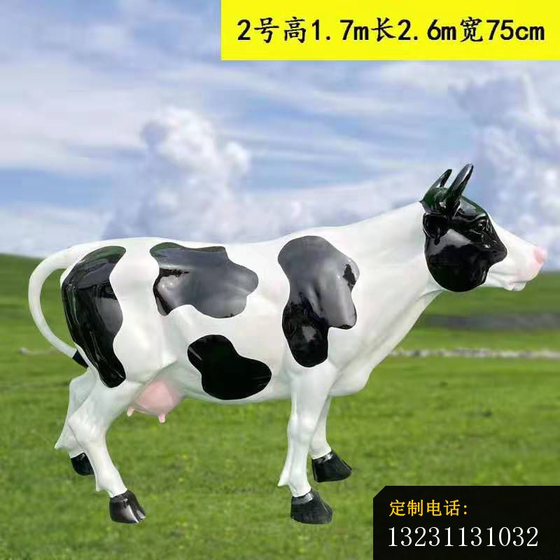 玻璃钢彩绘黑白花奶牛雕塑园林景观动物雕塑 (4)_800*800