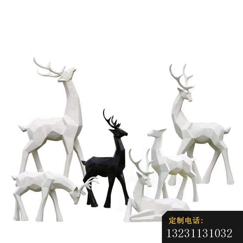 玻璃钢白色几何梅花鹿雕塑园林动物雕塑 (1)_800*800
