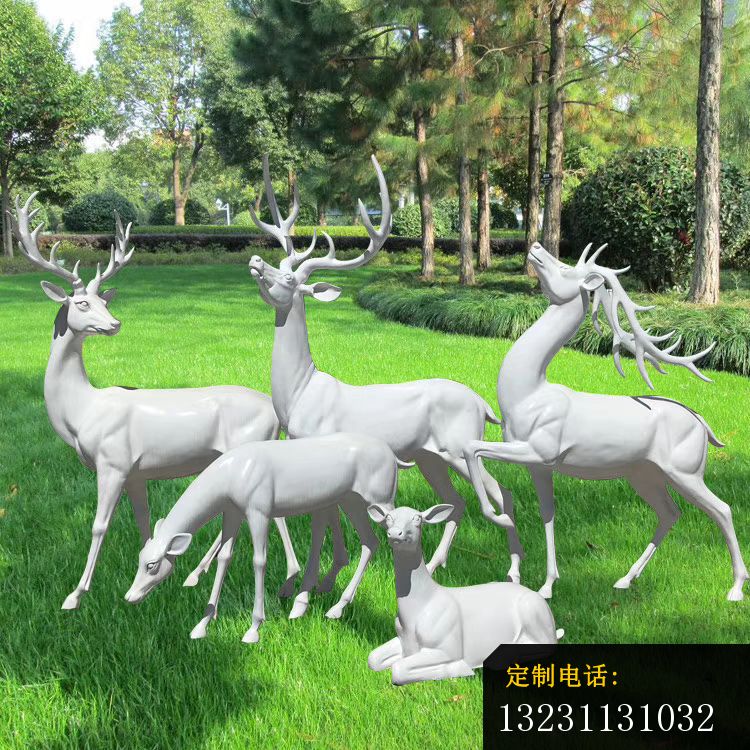玻璃钢白色几何梅花鹿雕塑园林动物雕塑 (2)_750*750