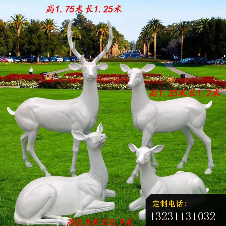 玻璃钢白色几何梅花鹿雕塑园林动物雕塑 (7)_750*750