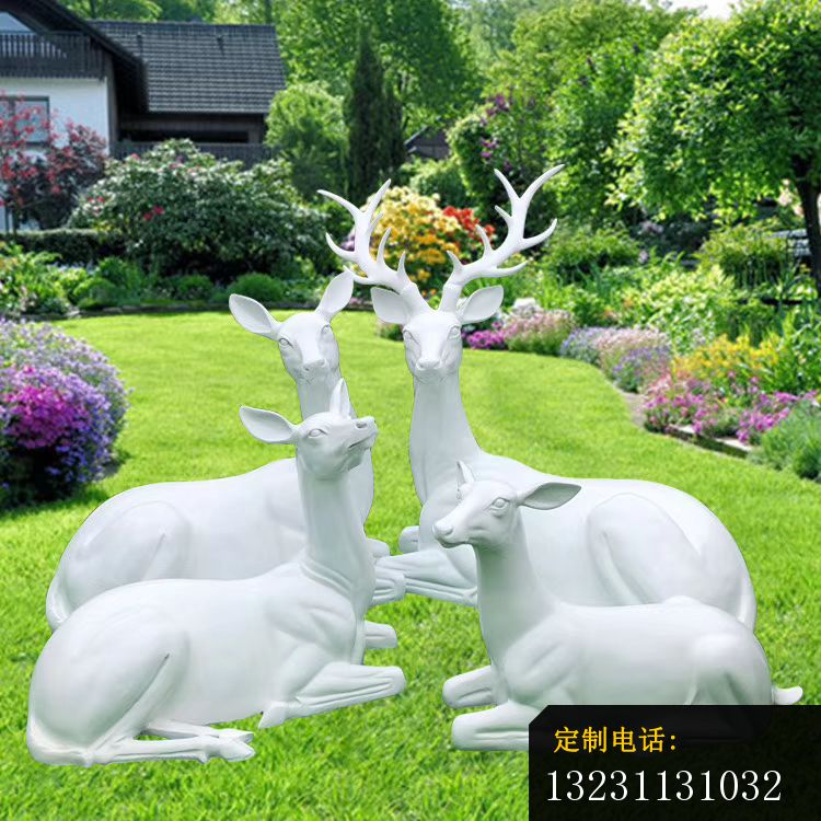 玻璃钢白色几何梅花鹿雕塑园林动物雕塑 (8)_750*750