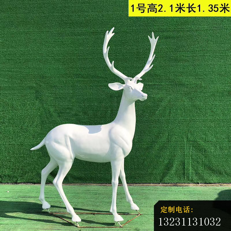 玻璃钢白色小鹿雕塑公园动物摆件 (2)_800*800