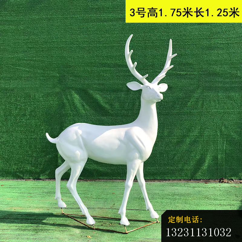 玻璃钢白色小鹿雕塑公园动物摆件 (4)_800*800