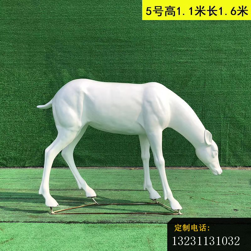 玻璃钢白色小鹿雕塑公园动物摆件 (6)_800*800