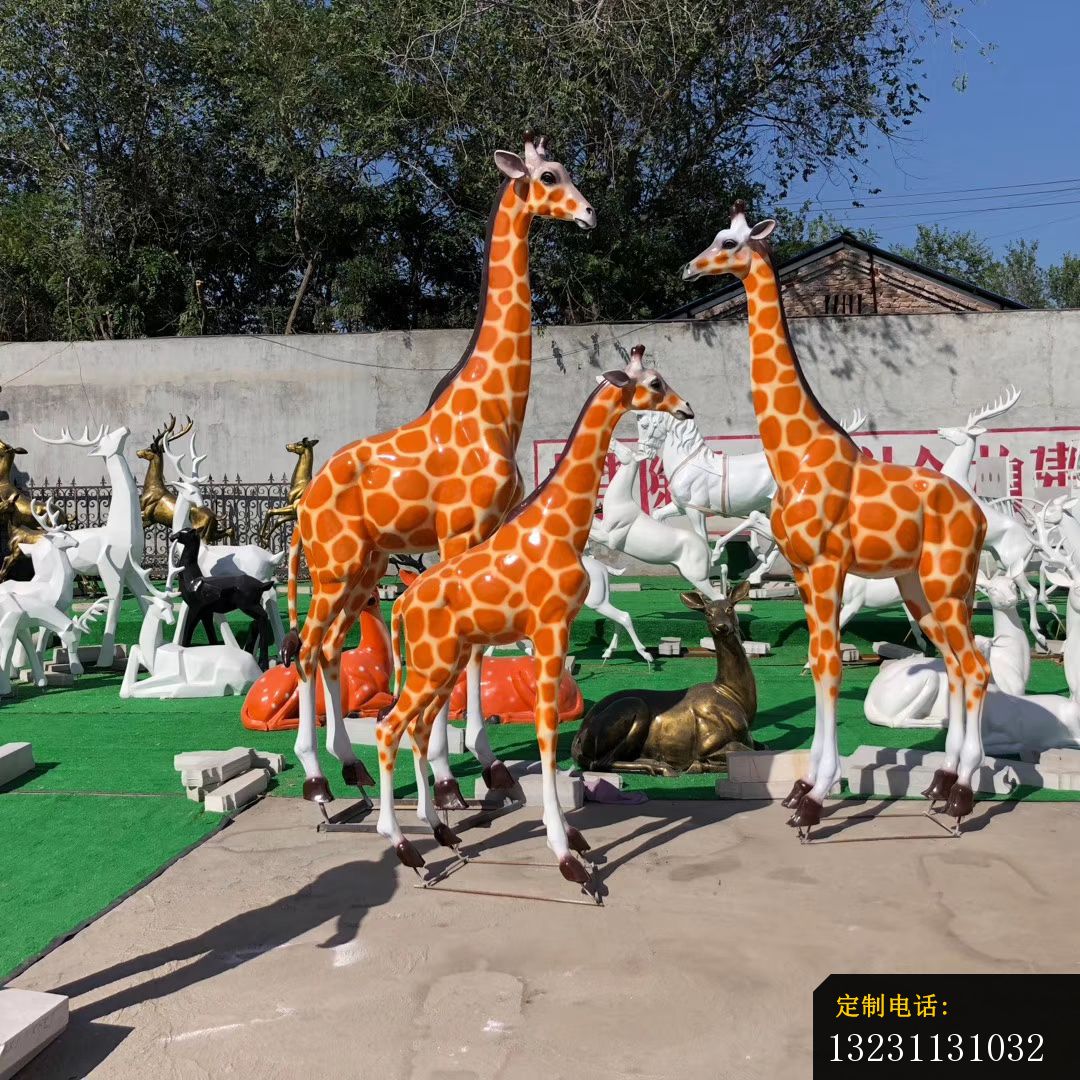 玻璃钢彩绘长颈鹿雕塑公园园林仿真动物雕塑 (3)_1080*1080