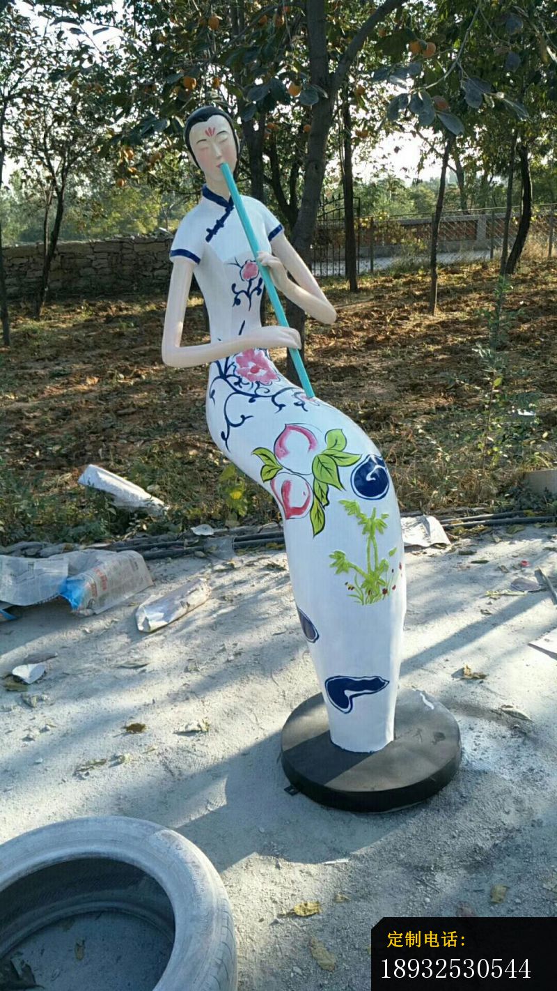 玻璃钢公园梅兰竹菊人物雕塑_800*1422