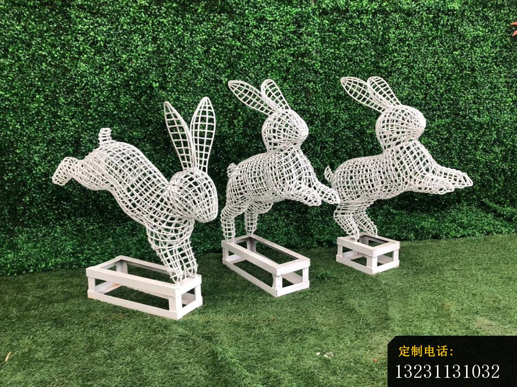 不锈钢镂空兔子雕塑公园动物雕塑_1066*799