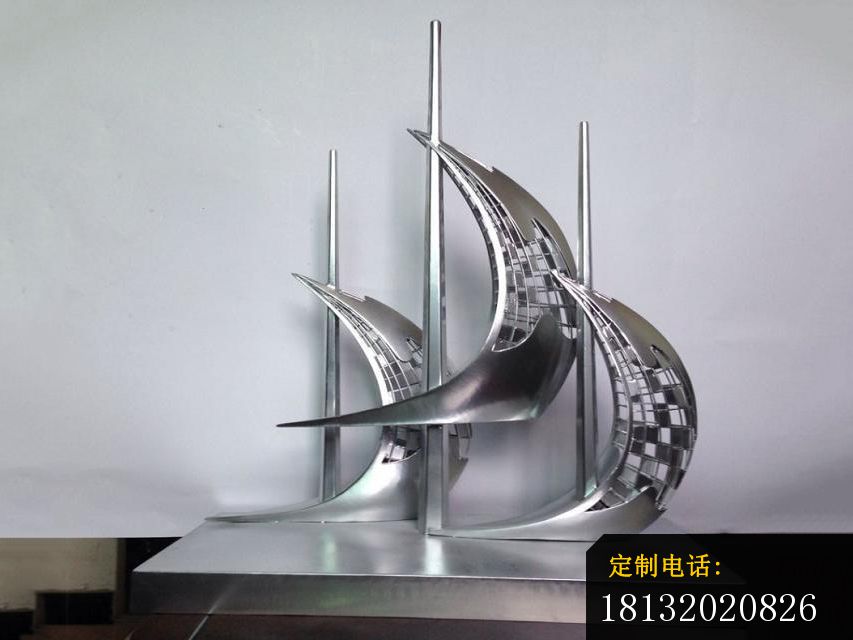 不锈钢乘风破浪雕塑，不锈钢帆船雕塑 (2)_853*640