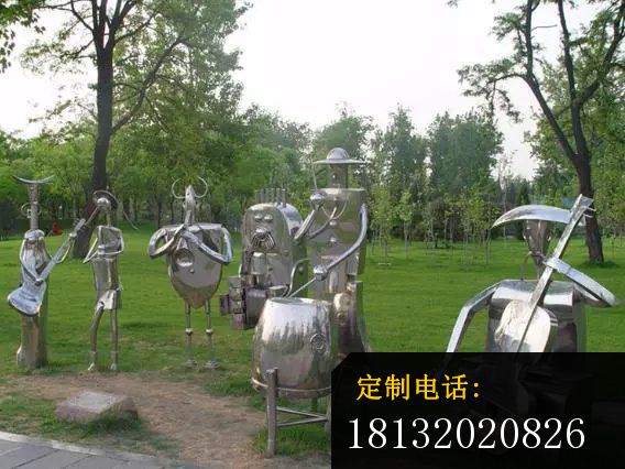 不锈钢抽象乐队雕塑，公园不锈钢抽象雕塑_568*426