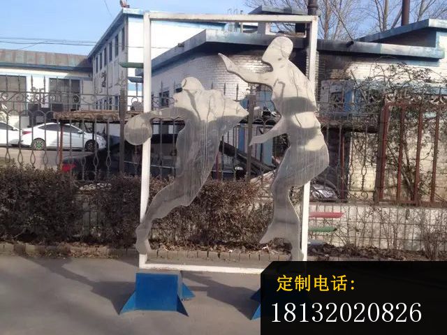 不锈钢打篮球雕塑，不锈钢抽象运动雕塑 (5)_640*480