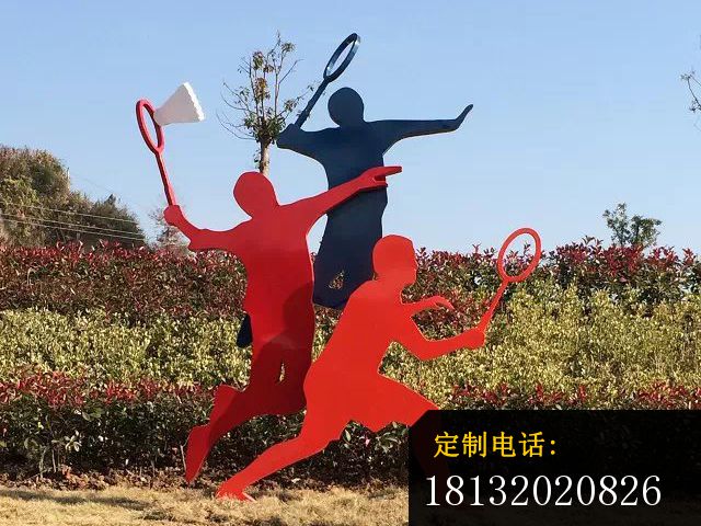 不锈钢打羽毛球雕塑，广场不锈钢雕塑 (1)_640*480