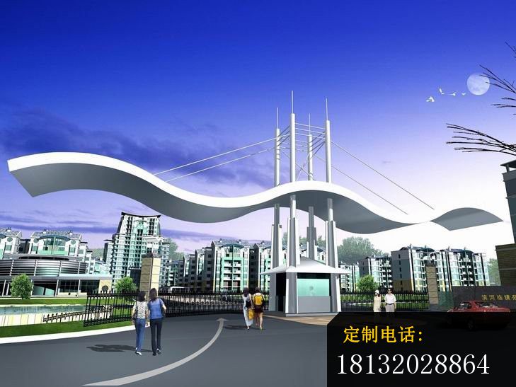 不锈钢大门雕塑，小区不锈钢雕塑_729*547
