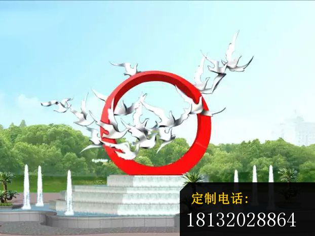 不锈钢鸽子雕塑，广场不锈钢雕塑_622*466