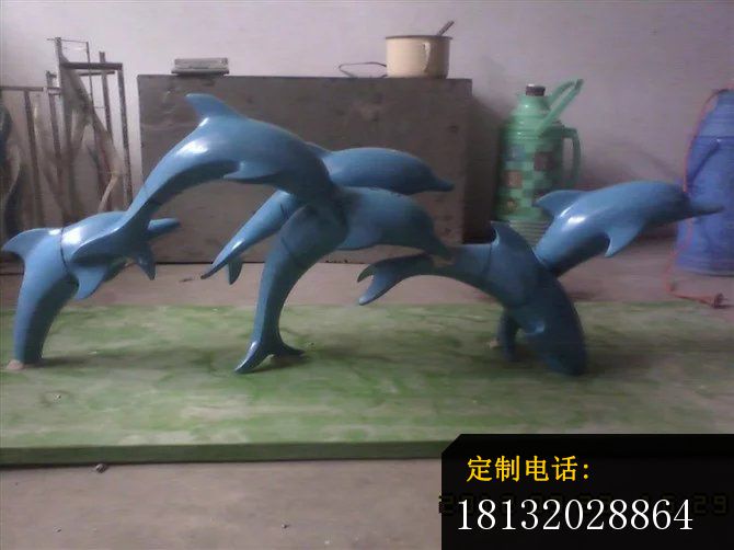 不锈钢海豚雕塑，不锈钢海豚嬉戏雕塑 (2)_670*502