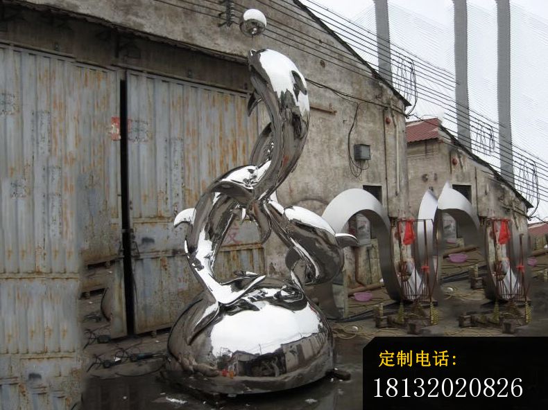不锈钢海豚雕塑，广场不锈钢雕塑 (1)_790*592
