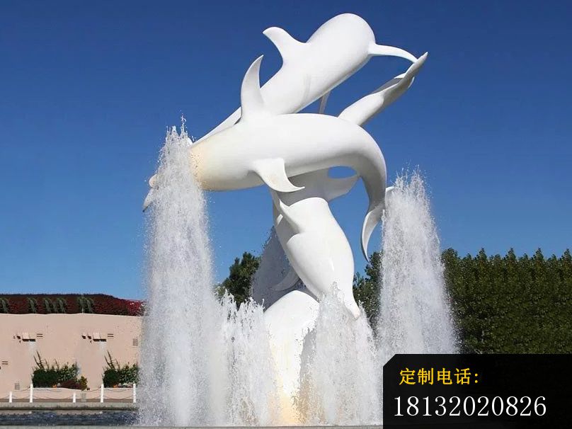不锈钢海豚雕塑，海豚喷泉不锈钢雕塑 (4)_808*606