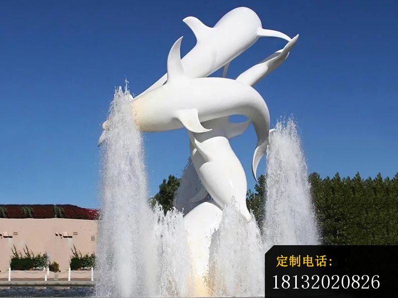 不锈钢海豚雕塑，海豚喷泉不锈钢雕塑 (1)_798*598