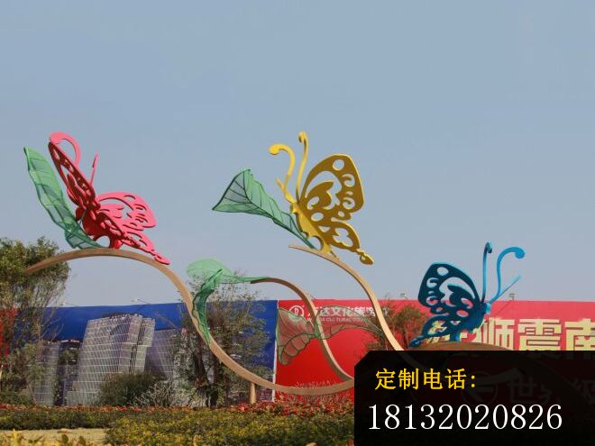 不锈钢蝴蝶雕塑，广场彩蝶不锈钢雕塑_660*495