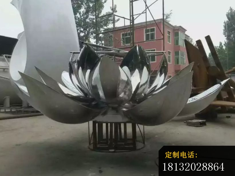 不锈钢莲花雕塑，广场莲花不锈钢雕塑 (2)_821*616
