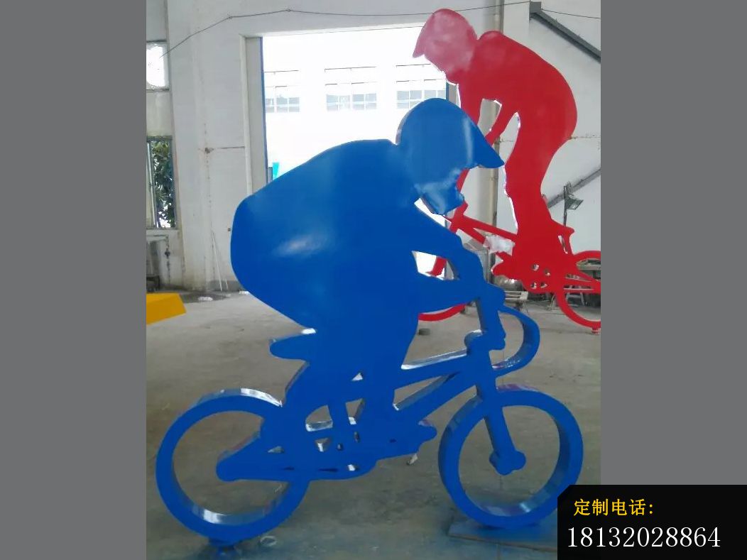 不锈钢骑自行车雕塑，不锈钢运动雕塑 (4)_1052*789