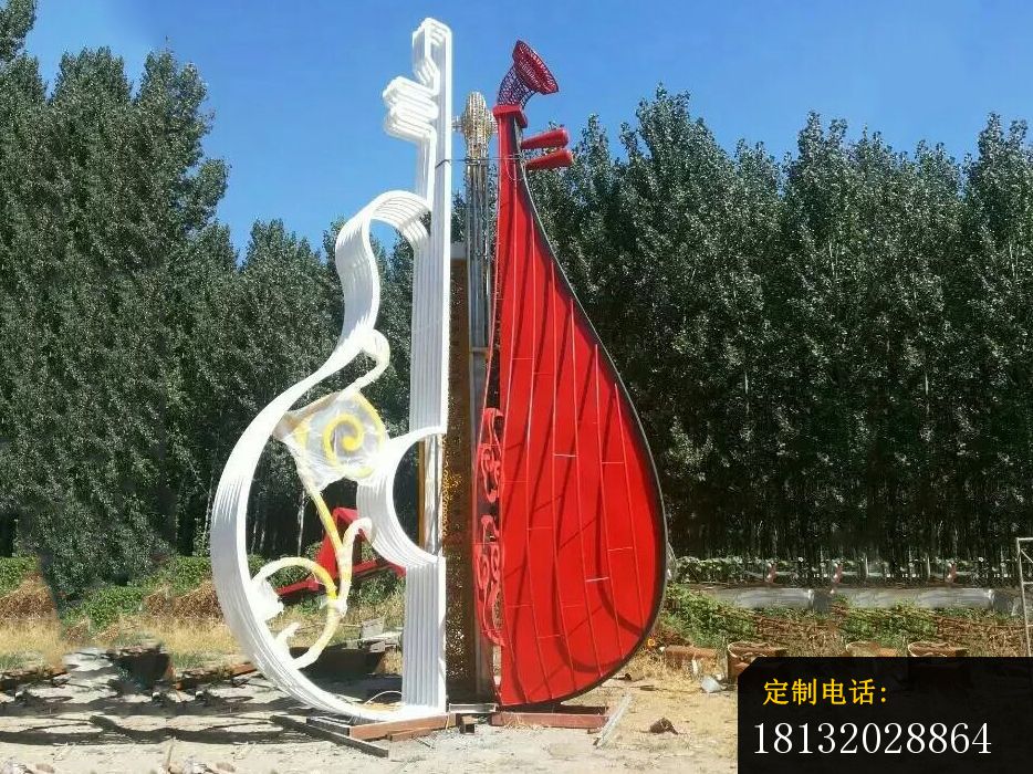不锈钢小提琴雕塑，公园不锈钢雕塑_934*700