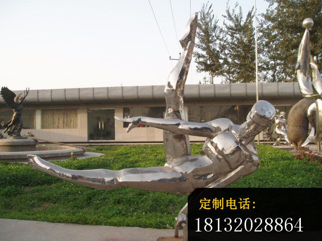 不锈钢鞍马雕塑，公园运动不锈钢雕塑_640*480
