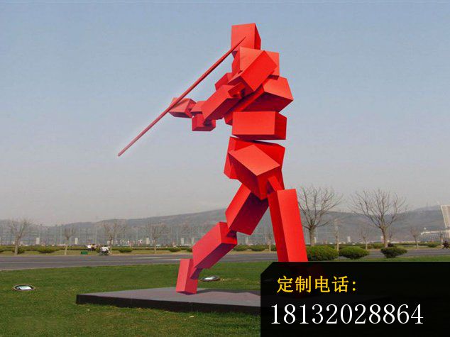 不锈钢标枪雕塑，公园抽象运动不锈钢雕塑_634*475