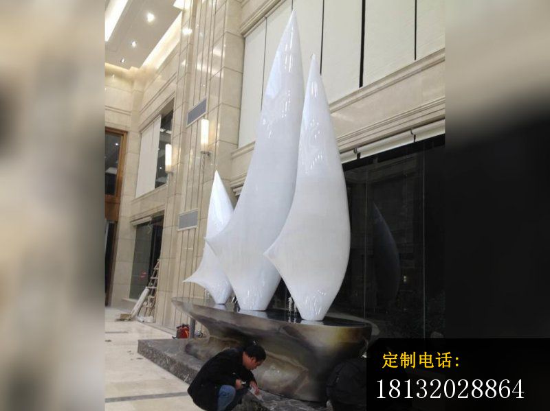 不锈钢帆船雕塑，广场帆船不锈钢雕塑 (1)_800*599