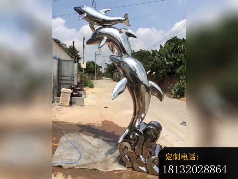 不锈钢海豚，公园不锈钢雕塑_800*600