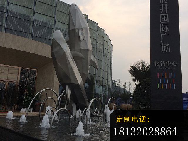 不锈钢海豚雕塑，广场抽象海豚不锈钢雕塑_640*480