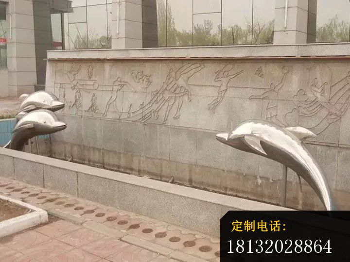不锈钢海豚雕塑，广场海豚不锈钢雕塑 (2)_720*540