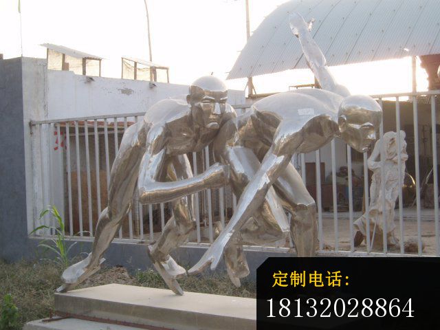 不锈钢滑冰雕塑，公园运动不锈钢雕塑_640*480