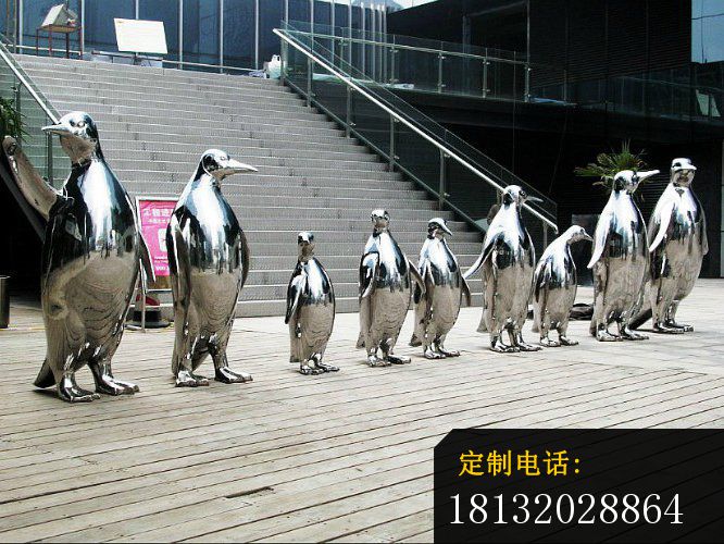 不锈钢企鹅雕塑，站着的不锈钢企鹅_666*500