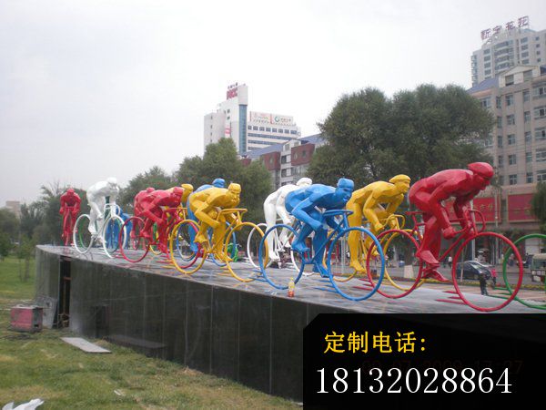 不锈钢赛车雕塑，自行车雕塑 (1)_600*450