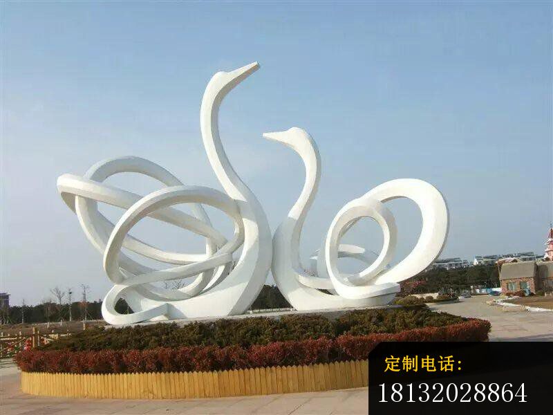 不锈钢天鹅雕塑，抽象天鹅雕塑_800*600