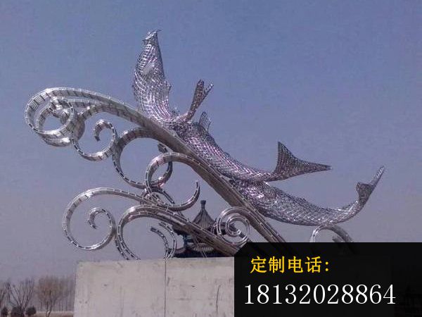 不锈钢鱼雕塑，广场鱼不锈钢雕塑_600*450