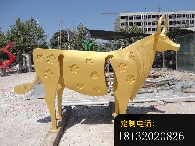 不锈钢牛雕塑，广场不锈钢雕塑 (2)_640*480