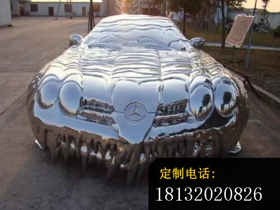 不锈钢汽车雕塑，广场不锈钢雕塑，不锈钢小品雕塑_568*426