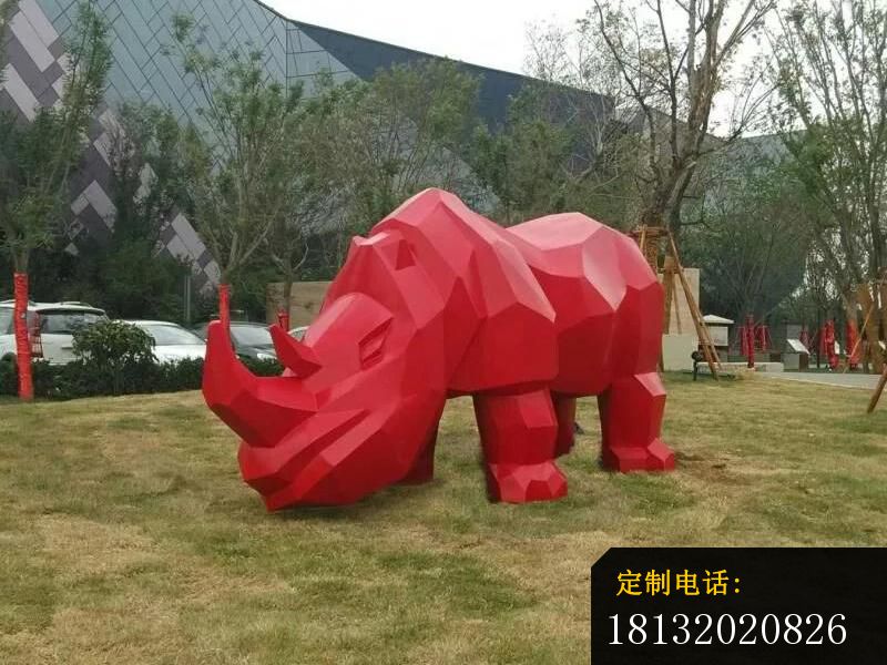 不锈钢犀牛雕塑，公园不锈钢犀牛雕塑_800*600