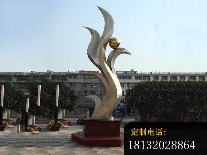 不锈钢抽象凤凰雕塑，抽象鸟类雕塑_666*500