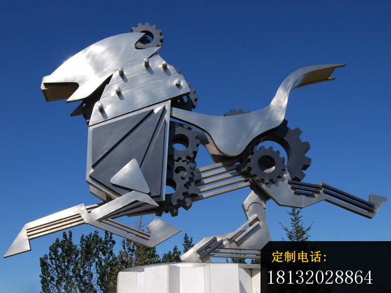 不锈钢抽象马雕塑，拼接马雕塑_800*599