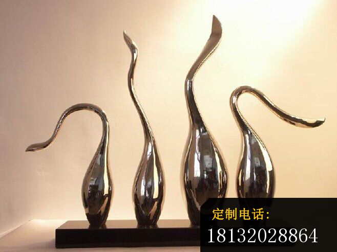 不锈钢抽象天鹅雕塑，不锈钢动物雕塑_658*493