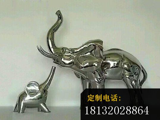 不锈钢大象雕塑，不锈钢母子象_538*403