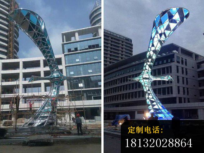 不锈钢灯光雕塑，锻造不锈钢雕塑_654*491